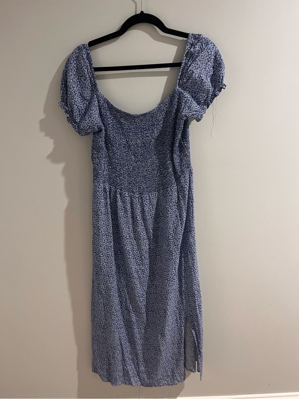 Blue Puff-Sleeve Midi Dress - Women's